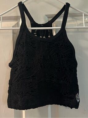 Free People Black Crocheted Racerback Tank